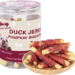 PAWUP Dog Treats Pumpkin Biscuits Sticks w/Duck Low Fat Dog Snacks, Healthy Biscuits with Taurine for Small Dogs, 12.5 oz (28-32 Count
