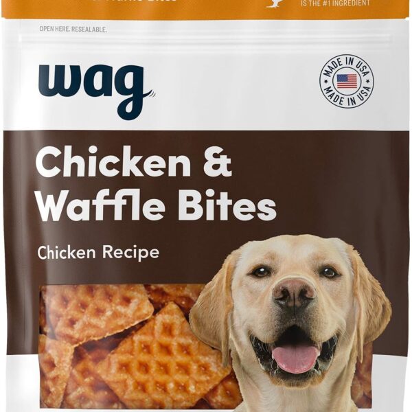 Amazon Brand - Wag Dog Treats, Chicken and Waffle Bites, 12 oz Resealable Pack of 1