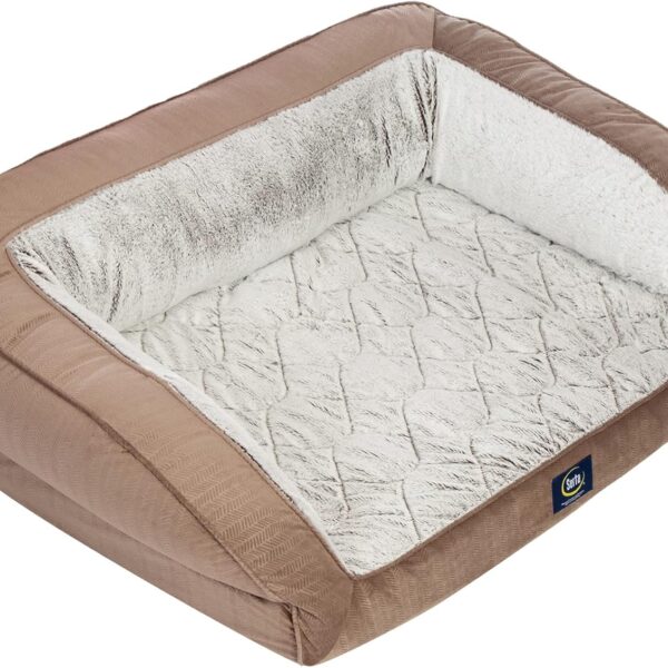Serta Orthopedic Quilted Couch Dog Bed for Pets  Chocolate Brown (Small)