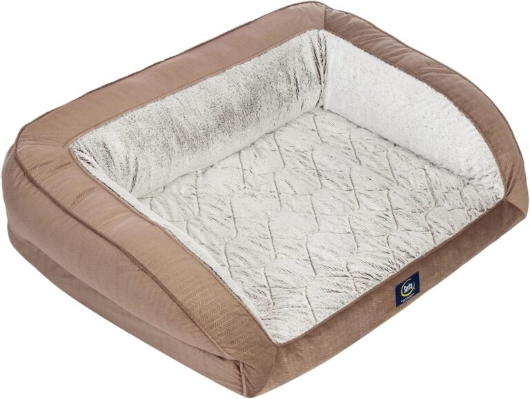 Serta Orthopedic Quilted Couch Dog Bed for Pets  Chocolate Brown (Small)