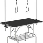 Yaheetech 45-inch Large Heavy Duty Pet Dog Grooming Table W/Adjustable Overhead Arm, Clamps, Two Grooming Noose, Tray