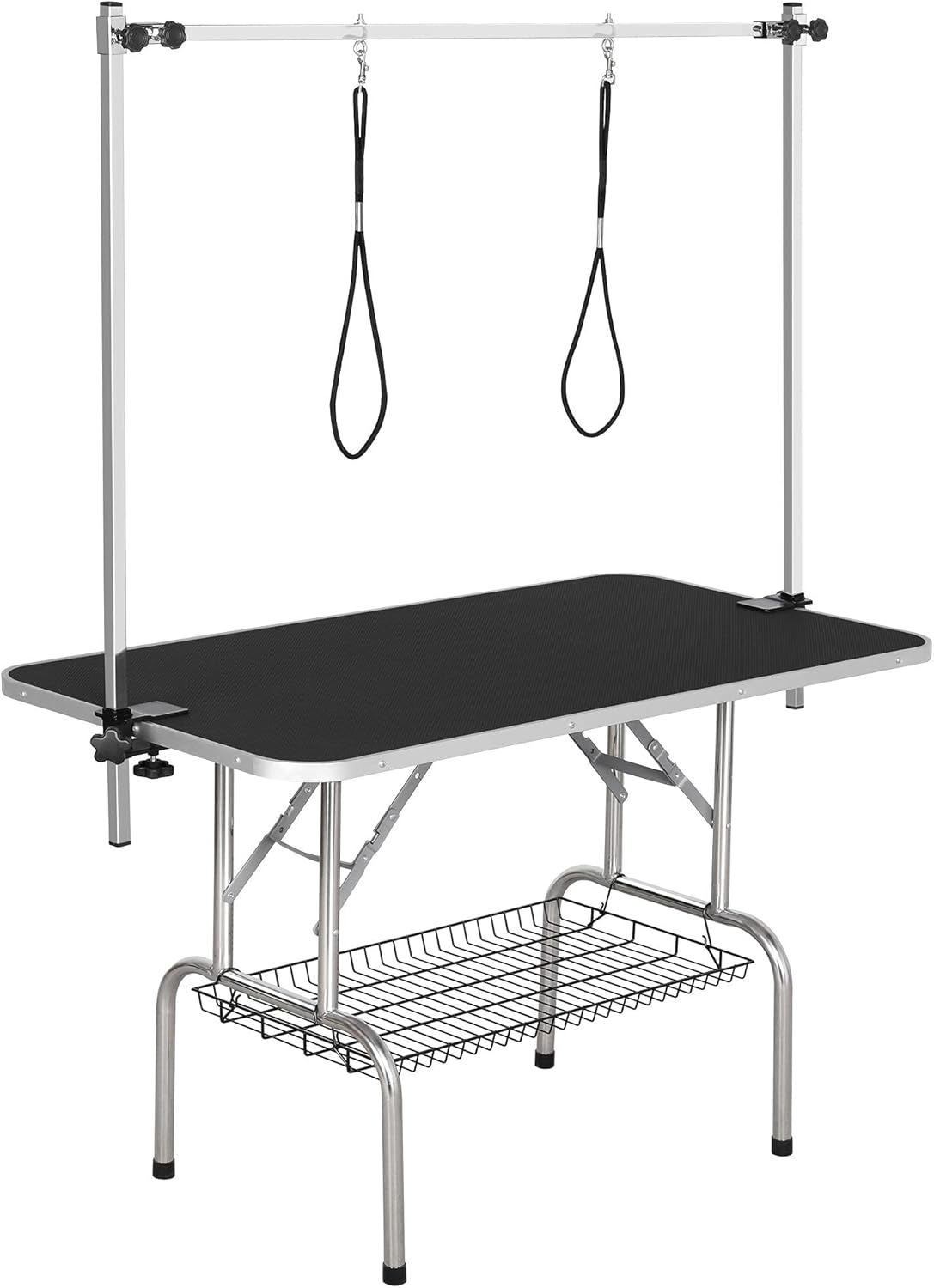 Yaheetech 45-inch Large Heavy Duty Pet Dog Grooming Table W/Adjustable Overhead Arm, Clamps, Two Grooming Noose, Tray Yaheetech 45-inch Large Heavy Duty Pet Dog Grooming Table W/Adjustable Overhead Arm, Clamps, Two Grooming Noose, Tray