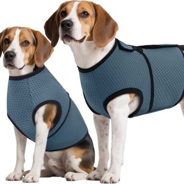 ROZKITCH Dog Anxiety Shirt Calming Jacket, Mesh Dog Anxiety Vest for Thunderstorm Fireworks Travel Vet Visit Separation Anxiety Relief Outdoor Indoor Elastic Breathable Calming Shirt Wrap Blue XL
