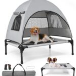 Elevated Outdoor Dog Bed with Canopy  Cooling Camping Tent, Removable Shade, Off-Ground Cot, Small
