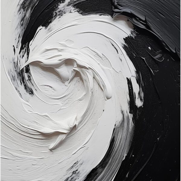 Taedfalesy No Frame Black and White Abstract Painting Modern Minimalist Canvas Wall Art Black and White Waves Print Abstract Wave Painting 16x24in Unframed