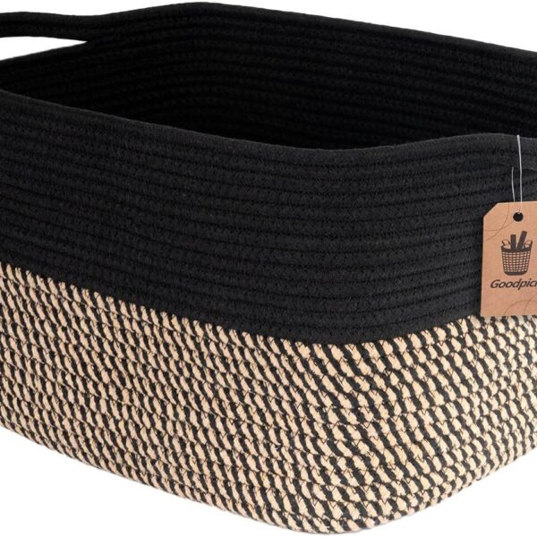 Goodpick Cube Storage Bins - Towel, Book, Cloth, Shoes, Closet Shelf Woven Baskets for Office, Baby Laundry, Toys, 13''x10''x9''