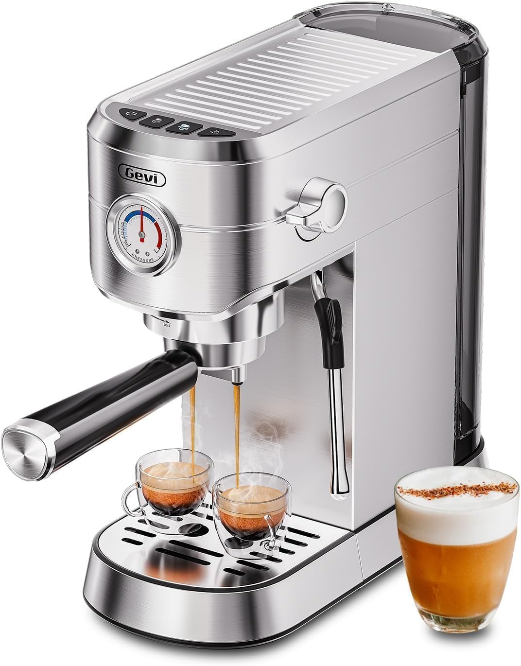 Gevi Commercial Espresso and Coffee Makers, Professional 20 Bar Espresso Maker with Milk Frother, Stainless Steel Expresso Coffee Machines for Home, Compact Cappuccino Machine, Great Gift Gevi Commercial Espresso and Coffee Makers, Professional 20 Bar Espresso Maker with Milk Frother, Stainless Steel Expresso Coffee Machines for Home, Compact Cappuccino Machine, Great Gift