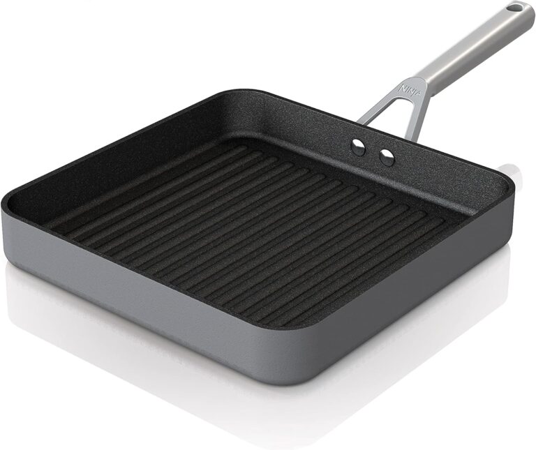 Ninja C30528 Foodi NeverStick Premium 11-Inch Square Grill Pan, Hard-Anodized, Nonstick, Durable & Oven Safe to 500F, Slate Grey