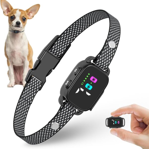 Anti-Bark Collar for Small Dogs, No Shock Anti Barking Collars with 7 Sensitivities, 3 Adjustable Modes Beep & Vibration, IP67 Waterproof - Effective & Humane, Premium Black