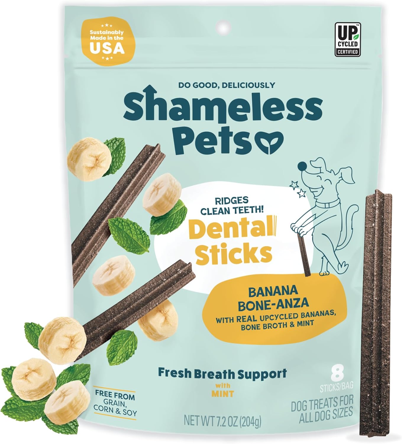 Shameless Pets Dental Treats for Dogs, Banana Bone-Anza - Healthy Dental Sticks with Hip & Joint Support for Teeth Cleaning & Fresh Breath - Chews Free from Grain, Corn & Soy Shameless Pets Dental Treats for Dogs, Banana Bone-Anza - Healthy Dental Sticks with Hip & Joint Support for Teeth Cleaning & Fresh Breath - Chews Free from Grain, Corn & Soy