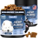 2 Pack Hemp Calming Chews for Dogs 300 Count with Melatonin-Stress & Anxiety Relief Sleep Aid Treats for All Dogs- Fireworks, Thunder, Barking, Separation Vet Approved Made in USA Chicken Flavor