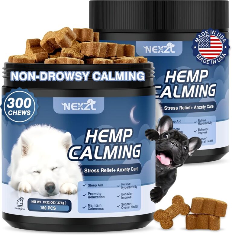 2 Pack Hemp Calming Chews for Dogs 300 Count with Melatonin-Stress & Anxiety Relief Sleep Aid Treats for All Dogs- Fireworks, Thunder, Barking, Separation Vet Approved Made in USA Chicken Flavor