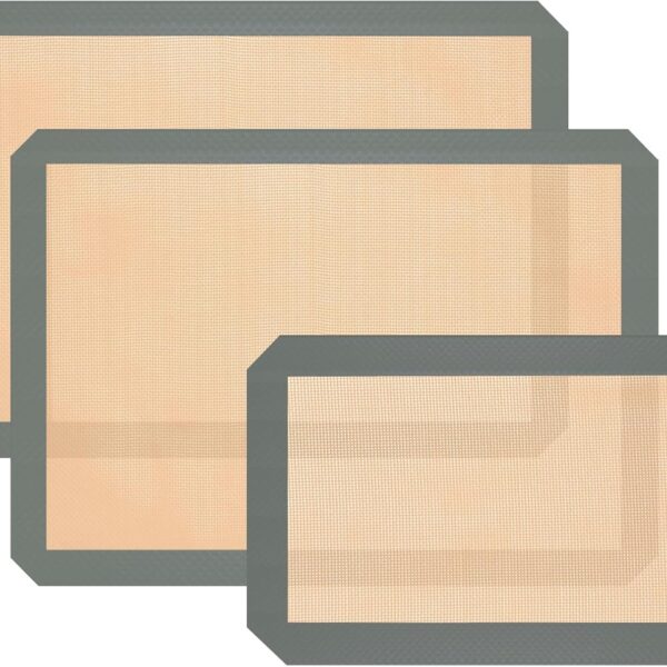 Silicone Baking Mat, 3 Pack Reusable Baking Sheet, Non-Stick Food Safe Silicone Mats for Baking for Making Cookies Macaroons Bread, Baking Supplies Accessories