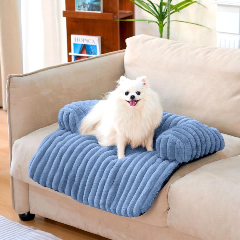FUNNY FUZZY Pet Couch Cover for Sofa, Calming Dog Bed for Couch, Fluffy Plush Cat Bed Mat for Furniture Protector for Small Dogs and Kitten, 2724 in, Blue