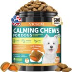 VICSOM Dog Calming Chews - 500 Crunchy Calming Chews for Dogs with Chicken Flavor & Krill Core - Tasty Calm Treats for Dogs, Stress & Anxiety Relief, Separation Anxiety Relief for Dog - All Ages