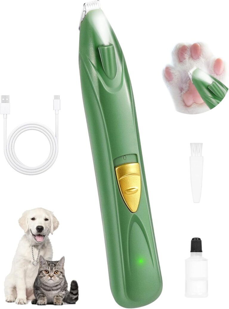 LEYOUFU Dog Clippers for Grooming, Cordless Dog Grooming Kit for Small Dogs with LED Light, Rechargeable Low Noise Cat Hair Trimmer for Grooming Pet Hair Around Paws, Eyes, Ears, Face, Rump (Green)