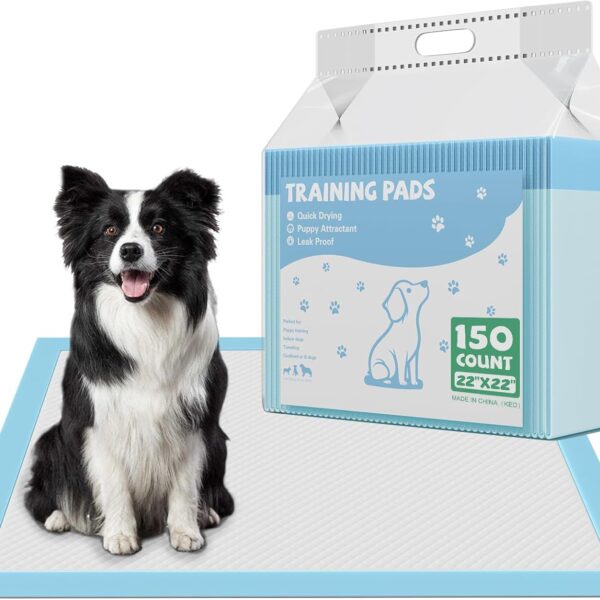 DUMOS 150 Count 22" x 22" Super Absorbency Disposable Underpads, Leakproof Quick Drying Disposable Pads for Dogs, Puppy, Cat Pee Pads, Potty Puppy Training Pad