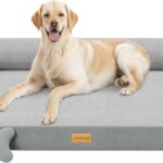 CWAWZ XL Plus Orthopedic Dog Bed, Big Dog Bed for Large Sized Dogs, Dual-Sided Pet Cooling Beds with Memory Foam Washable Cover Nonslip Bottom, Waterproof Pet Couch with Bolster, Light Grey