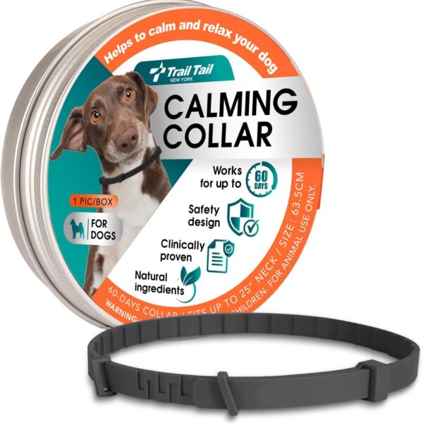 Calming Dog Collar  Fast-Acting, Lasts 60 Days, Choke-Free Design, Pheromone-Infused for Anxiety & Stress Relief, Ideal for Separation Anxiety  Fits Small, Medium & Large Dogs (Black, 1 Pack)