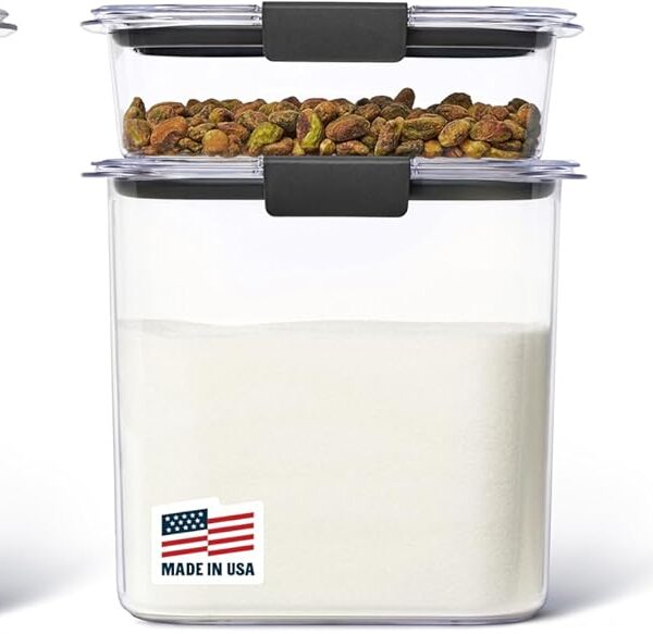 Rubbermaid Brilliance Pantry Food Storage Container Set, BPA-Free, Airtight & Leak-Proof, Clear, 8-Piece, Dishwasher Safe