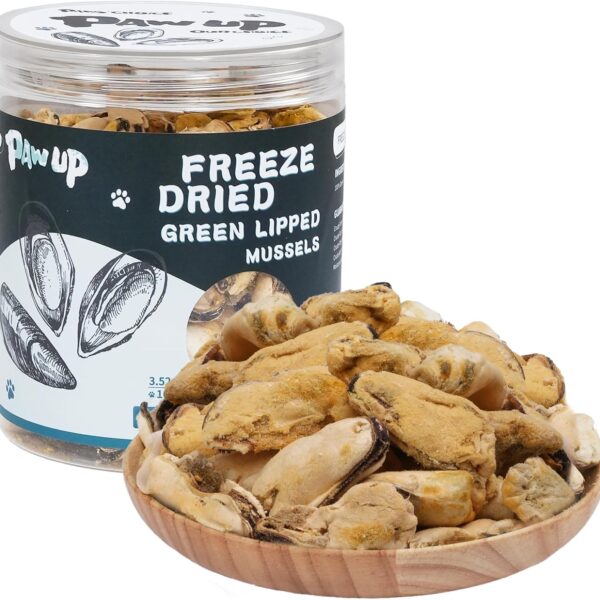PAWUP Freeze Dried Green Lipped Mussels Dog Treats  Raw Single Ingredient Snacks for Joint & Hip Health, Rich in Omega-3, Grain Free, 3.5 oz