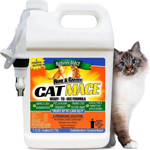 Nature's Mace Cat Mace Cat Repellent, Pets Training Tool, Outdoor & Indoor, Home, Liquid Spray Deterrent, Landscaped, Marking, Anti-Scratch, Garden & Furniture Protector, Ready-to-Use, 1 Gallon Spray