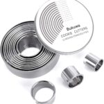 12 Pieces Round Cookie Biscuit Cutter Set,Graduated Circle Pastry Cutters,18/8 Stainless Steel Cookie Cutters and Donut Cutter Ring Molds