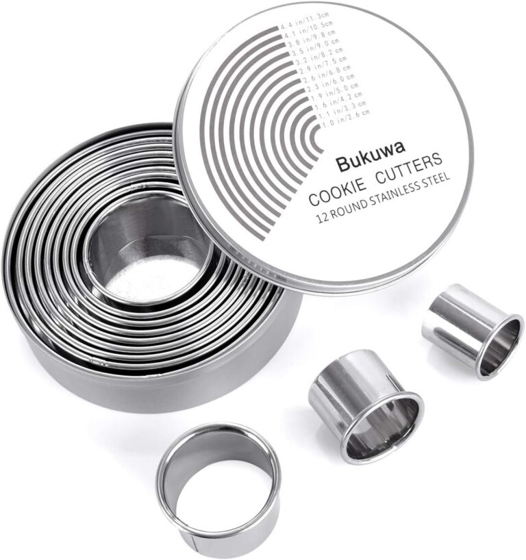 12 Pieces Round Cookie Biscuit Cutter Set,Graduated Circle Pastry Cutters,18/8 Stainless Steel Cookie Cutters and Donut Cutter Ring Molds