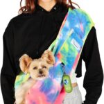 Dog Carrier Sling,Indoor Comfort Adjustable Cat Sling Carrier,with Front Pocket and Seat Belt Dog Carriers for Small Dogs Machine Washable,Suitable for Family Outdoor Use (Large, Fruits)