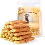Dog Treats Pumpkin Biscuits Chicken Wrapped, Healthy Chewy Snacks High Fiber Low Fat, Training Treats for Small Medium Large Dogs, 10.6 oz