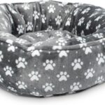 Fringe Studio Paw Dot Charcoal Small Circle Microplush Pet Bed 18" - Poly Filled - Machine Washable