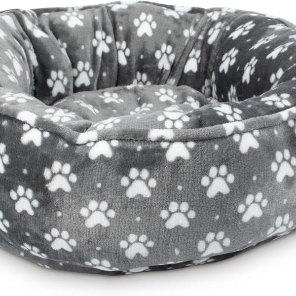 Fringe Studio Paw Dot Charcoal Small Circle Microplush Pet Bed 18" - Poly Filled - Machine Washable
