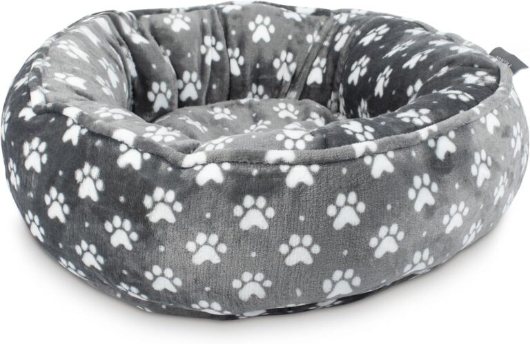 Fringe Studio Paw Dot Charcoal Small Circle Microplush Pet Bed 18" - Poly Filled - Machine Washable
