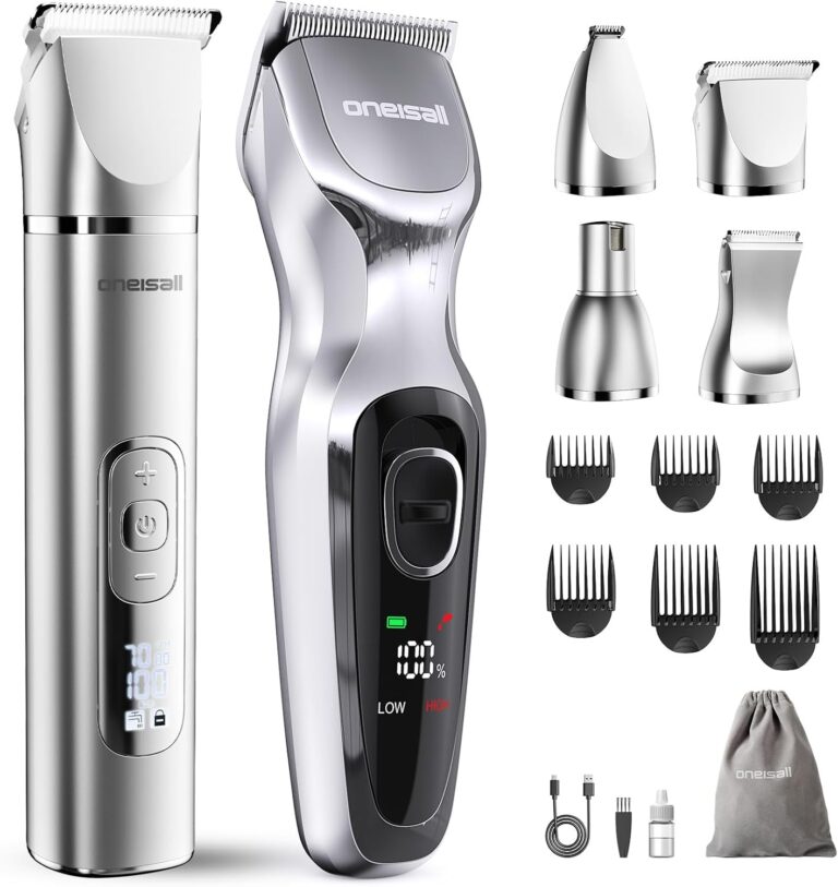 oneisall 4 in 1 Dog Grooming Kit with LCD Display and Dog Clippers for Grooming Thick Hair