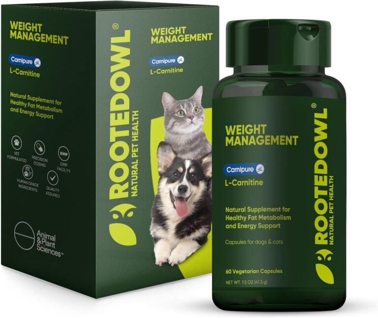 Rooted Owl Metabolism Support - L-Carnitine Supplement for Dogs and Cats to Support Healthy Weight - Dog and Cat Supplement - 60/ct