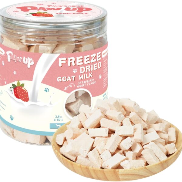 PAWUP Freeze Dried Dog Treats, Goat Milk Yogurt Flavor with Strawberry,Gentle Goat Milk Snacks for Sensitive Stomachs Puppies, 2.8 oz