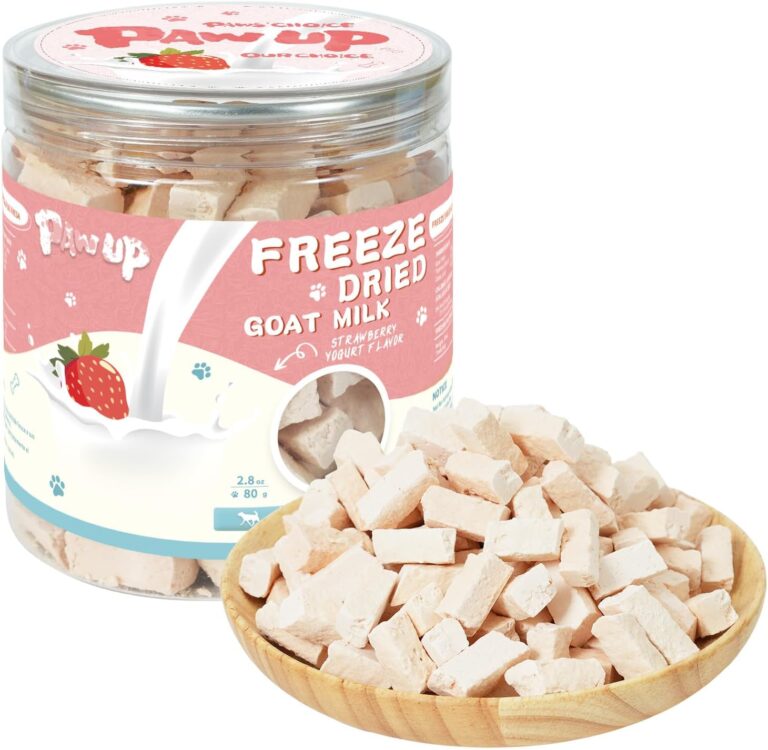 PAWUP Freeze Dried Dog Treats, Goat Milk Yogurt Flavor with Strawberry,Gentle Goat Milk Snacks for Sensitive Stomachs Puppies, 2.8 oz