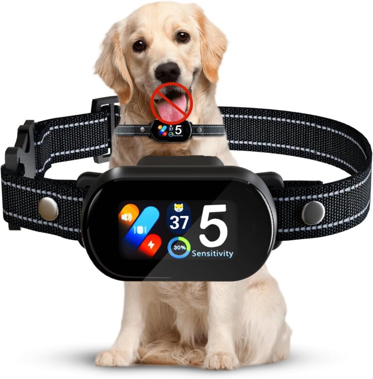 Smart Dog Bark Collar for Small Medium Large Dogs, Rechargeable Ultra-Light Anti Barking Collar with 5 Adjustable Sensitivity,Bark Stop Device,Beep Vibration Modes,IP67 Waterproof