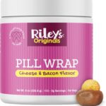 Riley's Pill Wrap for Dogs - Delicious Cheese & Bacon Flavored Pill Paste for Dogs - Wrap Pills, Capsules, Tablets in a Pocket or Pouch to Mask The Taste & Make Medicating Easy - 8 oz