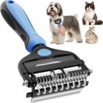 AXEFUN Dog Brush for Shedding, 3-in-1 Pet Deshedding Tool  Grooming Brush for Dogs & Cats with Undercoat Rake & Dematting Comb (Blue)