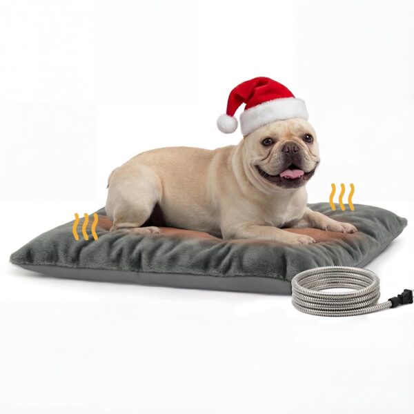 Outdoor Heated Pet Heating Pad for Medium Dogs & Cats, Waterproof Heated Bed with Auto Temp Control & Chew-Resistant Cord, Warm Bed for Pet Houses & Garages, 35W (19.6" x 15.7")