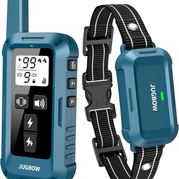 Jugbow Dog Shock Collar - 4200FT Dog Training Collar with Remote, IPX8 Waterproof Electric Collar with 4 Training Modes, Security Lock, Rechargeable e-Collar for All Breeds, Sizes, Blue