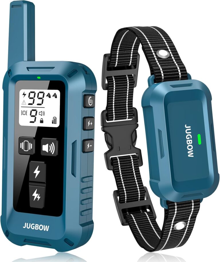 Jugbow Dog Shock Collar - 4200FT Dog Training Collar with Remote, IPX8 Waterproof Electric Collar with 4 Training Modes, Security Lock, Rechargeable e-Collar for All Breeds, Sizes, Blue