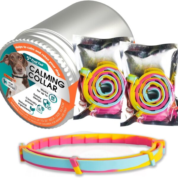 Calming Collar for Dogs  Fast-Acting, Lasts 60 Days, Choke-Free Design, Pheromone-Infused for Anxiety & Stress Relief  Dog Pheromone Collar for Small, Medium & Large Dogs (Multicolored, 3 Pack)