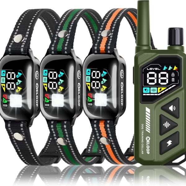 Dog Shock Collar for 3 Dogs - 3300FT Dog Training Collar with Remote IPX7 Waterproof Electric Collar with 3 Training Modes, Rechargeable AI Smart Anti-Barking Device with Three Receiver Collars