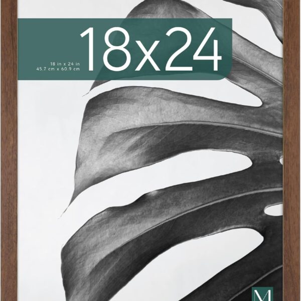 MCS Studio Gallery 18x24 Poster Frame Walnut Woodgrain Engineered Wood, Vertical & Horizontal Wall Hanging Large Picture Frame for Photos, Posters & Art Prints (1-Pack)