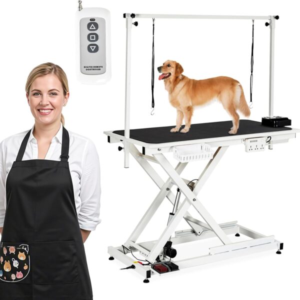 50inch Hydraulic Dog Grooming Table,300LBS Electric Grooming Table for Dogs, Professional Pet Grooming Station for Large & Small Dogs