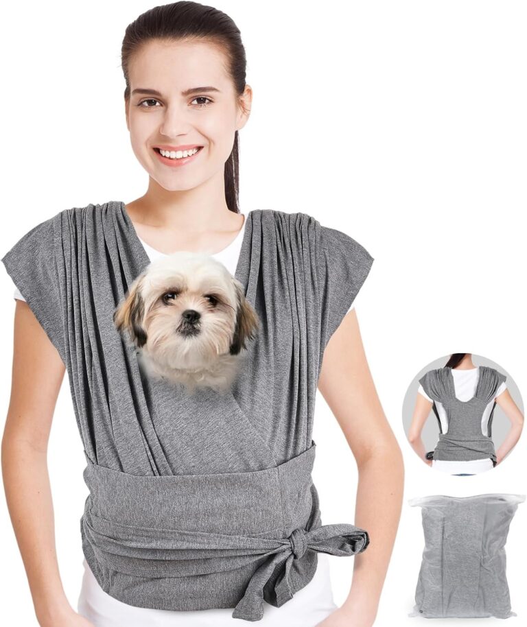 Dog Sling Carrier for Small Dogs, Front Handsfree Cat Sling Carrier Adjustable Size Anti-Anxiety Pet Sling, Soft Cotton Fabric, Reducing Back Pain, Suitable for 0-15 Pound Puppies (Dark Grey)
