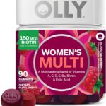 OLLY Women's Multivitamin Gummy, Vitamins A, D, C, E, Biotin, Folic Acid, Adult Chewable Vitamin, Berry Flavor, 45 Day Supply - 90 Count