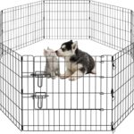 PEEKABOO Dog Pen Pet Playpen Dog Fence Indoor Foldable Metal Wire Exercise Puppy Play Yard Pet Enclosure Outdoor 8 Panels 24 Inch (Only Black playpen)